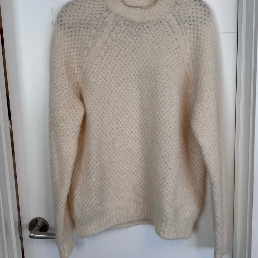 Sandro Off-White Textured Crew Neck Sweater